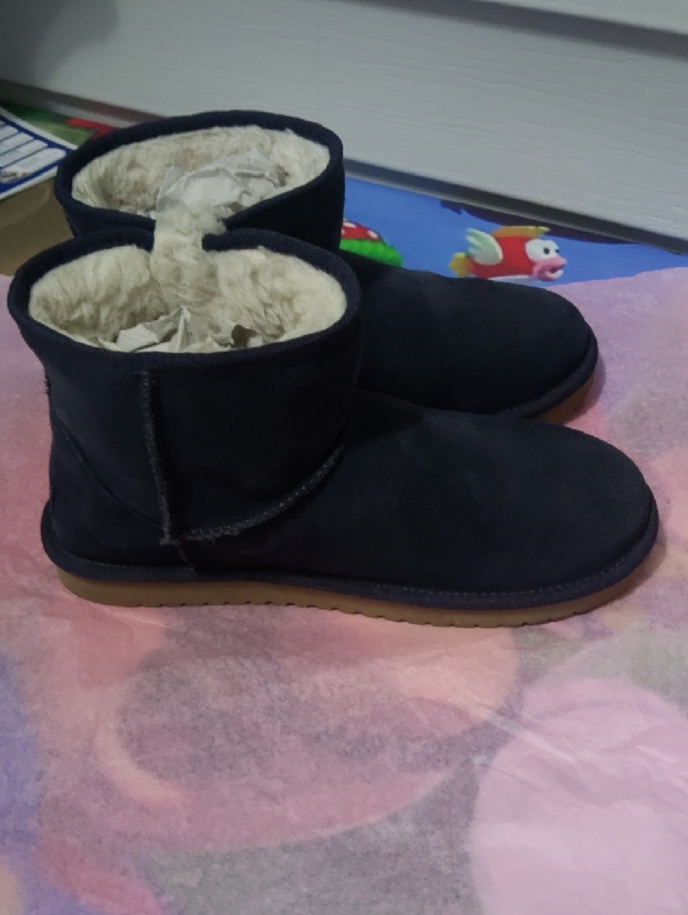 Koolaburra Navy Suede-Look Shearling Ankle Boot - Picture 10 of 12
